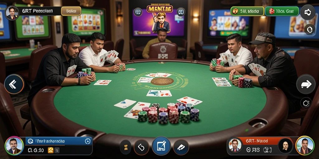 Tampilan screenshot gameplay Poker 6RT yang mendebarkan.