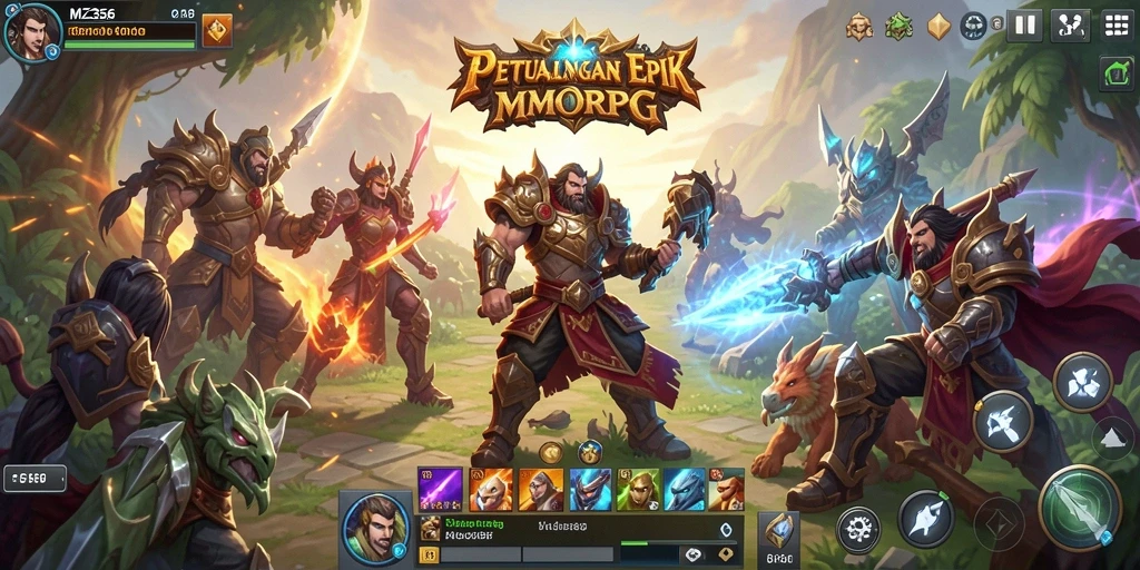 Screenshot MZ356 menampilkan grafis menakjubkan dari pertempuran MMORPG.