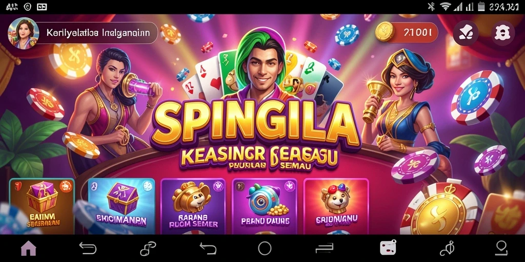 Screenshot SPINGILA menampilkan suasana permainan kasino yang mendebarkan.
